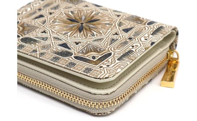 【文庫屋大関】二つ折りファスナーミニ財布 カロー＜ブラック＞【皮革工芸品】財布 二つ折り 小物 お札 カード 小銭 コンパクト 牛革 手作り 日本製 墨田区 東京都