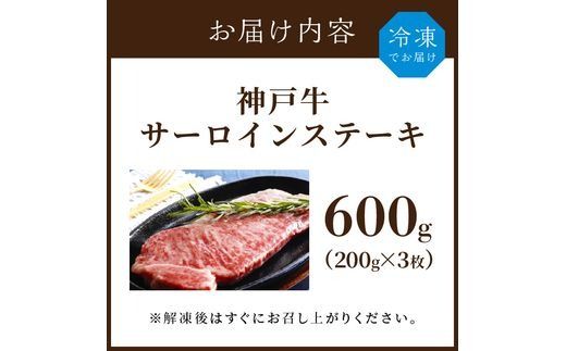 神戸牛サーロインステーキ(200g×3枚)《 肉 牛肉 牛 神戸牛 国産牛  サーロイン ステーキ 》【2407A00117】
