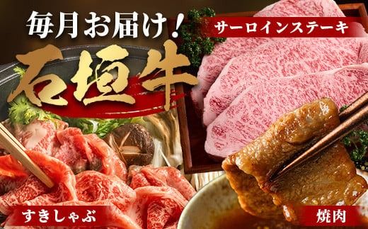 【全3回 定期便A】 石垣牛特選　焼肉・サーロインステーキ・すきしゃぶ　計2.2kg （いしなぎ屋）【 特選肉 肉 高級 黒毛和牛 和牛 牛 】AB-29