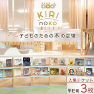 自然を感じる遊び場【KIRI no KO】入場券 平日/3枚《屋内 館内 施設利用 チケット パス 子ども 家族 親子 キッズ 幼児 未就学 関西 京都 きりのこ キリノコ》
