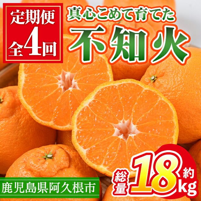 ＜先行予約受付中！定期便・全4回(12月・1月・2月・3月)＞鹿児島県産不知火ざんまい(総量約18kg) 国産 果物 フルーツ 柑橘 旬 しらぬい 定期便 頒布会 シラヌイ 数量限定 期間限定 阿久根市産【三笠農業生産】akn051-15