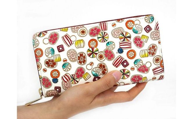 【文庫屋大関】 大容量　ぐるっとファスナーの長財布　飴【皮革工芸品】 ファッション小物 民芸品 