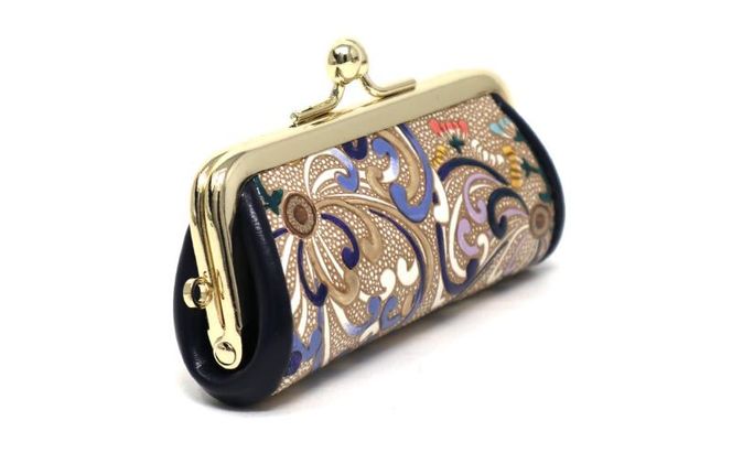 【文庫屋大関】印鑑ケース 乱菊〈青紫〉【皮革工芸品】 革製品 工芸品 民芸品 牛革 小物入れ お祝い ギフト プレゼント 墨田区 東京都