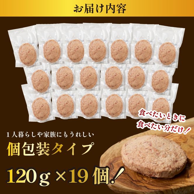【食べログ百名店】黒毛和牛専門店の宮崎県産黒毛和牛100% 贅沢ハンバーグ 19個 （牛肉 訳あり 惣菜 ハンバーグ 個包装 小分け 冷凍 人気）