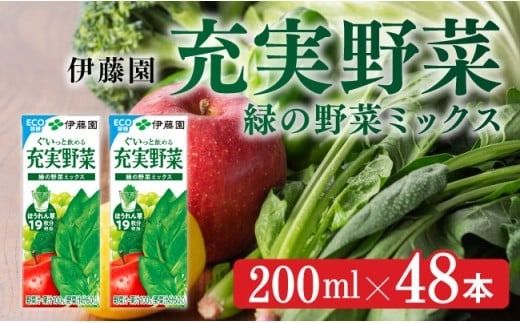 伊藤園 充実野菜 緑の野菜ミックス(紙パック)200ml×48本 [伊藤園 飲料類 野菜ジュース 野菜 ジュース ミックスジュース 飲みもの] [E7349]