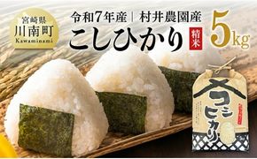 米 【令和7年産】宮崎県産米　村井農園産こしひかり（精米）5kg 【 米 お米 白米 精米 こしひかり 国産 宮崎県産 おにぎり 】☆[C10004]
