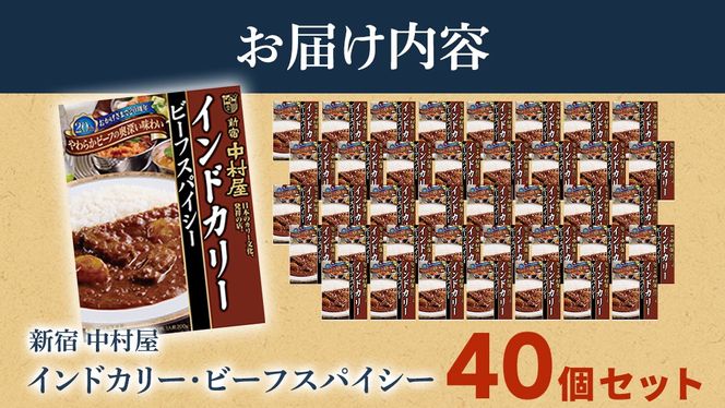 新宿 中村屋 インドカリー ビーフスパイシー 40個 レトルト レトルトカレー カレー 常温 温めるだけ 人気 洋食 時短 インドカレー スパイシーカレー 長期保存 災害用 保存食 レンチン レンジ [DM011us]