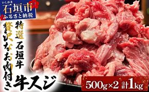 【2025年11月以降順次発送】特選石垣牛の贅沢なお肉付き牛スジをご家庭で！！牛スジ500g×2パック