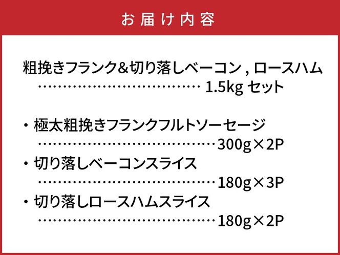 粗挽きフランク＆切り落しベーコンとロースハム1.5kgセット_1206R