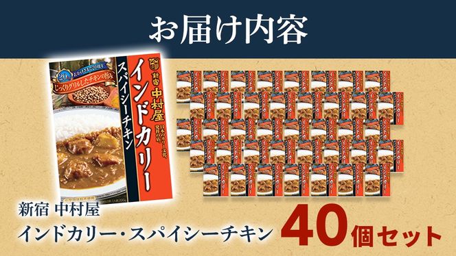 新宿 中村屋 インドカリー スパイシーチキン 40個 レトルト レトルトカレー カレー 常温 温めるだけ 人気 洋食 時短 インドカレー スパイシーカレー 長期保存 災害用 保存食 レンチン レンジ [DM010us]