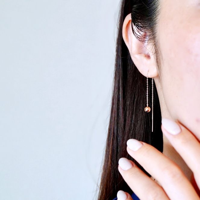 K18PG(18金) ローズゴールド 地金 ボール チェーン ピアス シンプル 保証書付 KO-0073 242-033-c