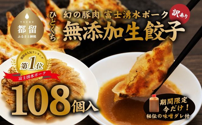 DM033　富士湧水ポーク使用　冷凍生餃子（秘伝の味噌ダレ付き）　108個