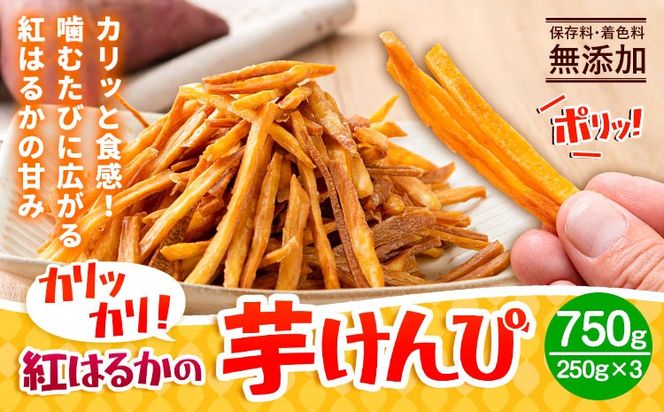 カリッカリ 紅はるかの芋けんぴ 750g 1袋250g 熊本県大津町産 無添加《30日以内に出荷予定(土日祝を除く)》薩摩芋 さつまいも サツマイモ イモケンピ 保存料・着色料 不使用 小分け---oz_imkp_30d_r7_6500_750g---