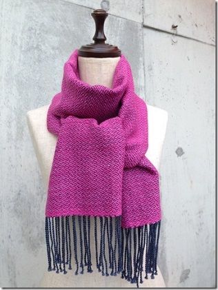 ito to iro 手染め・手織り仕上「ストール」メリノウール100% 網代斜紋・マゼンダピンク ファッション小物 