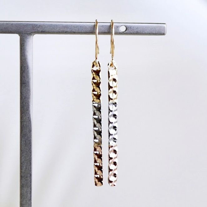 Pt900/K18YG/PG 3カラー 地金 ピアス フック式 保証書付 NO-1974 SWAD072