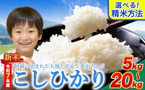 新米 令和7年産 無洗米 も 選べる こしひかり 白米 or 無洗米 選べる精米方法 内容量 5kg 10kg 15kg 20kg 白米 精米 無洗米 熊本県産(南阿蘇村産含む) 単一原料米 南阿蘇村《12月中旬-2月末頃出荷》---mna_kh7_bc122_13500_5kg_h---