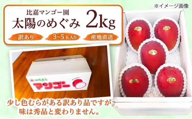 【2026年7月上旬より順次発送】【訳あり】沖縄市産マンゴー「太陽のめぐみ」 2kg(3〜5玉) 南国フルーツ 産地直送 新鮮 沖縄県産 ギフト 沖縄市 / 比嘉マンゴー園[BCEW004]