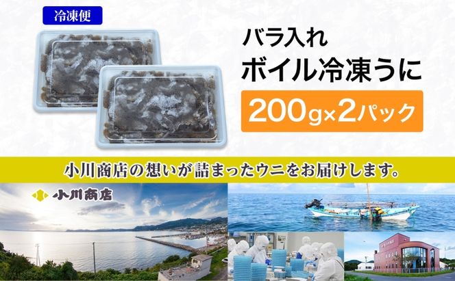 北海道 ボイル冷凍うに 約200g×2パック うに ウニ ボイル 海鮮 魚介 雲丹 海産 甘み 北海道産 鮨 寿司 パスタ 茶碗蒸し 冷凍 送料無料 小川商店 洞爺湖町