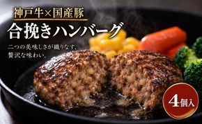 神戸牛 牛肉 豚肉 合い挽き 生ハンバーグ 4個入 小分け 帝神志方 国産 和牛 豚 冷凍 グルメ 肉汁 ハンバーグ 神戸ビーフ 但馬牛 最短4日以内発送