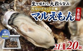 翌日配送 航空便 厚岸のブランド牡蠣 マルえもん 2Lサイズ 20個 [ 牡蠣 生食用 魚貝類 海鮮 海のミルク 国産 生食用殻付き牡蠣 まろやか クリーミー  牡蠣の酒蒸し 焼き牡蠣 マルえもん ]