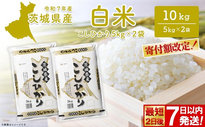 ◎最短2日後発送◎or月別発送 コシヒカリ 10kg (5kg×2袋) 茨城県産 米 小分け 2025年産 スピード便 コシヒカリ 【令和7年産/白米】 K2654