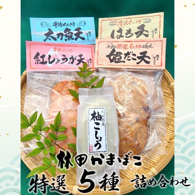 林田かまぼこ特選5種詰め合わせ(姫だこ天,紅しょうが天,はも天,太刀魚天,柚子胡椒蒲鉾)_2839R