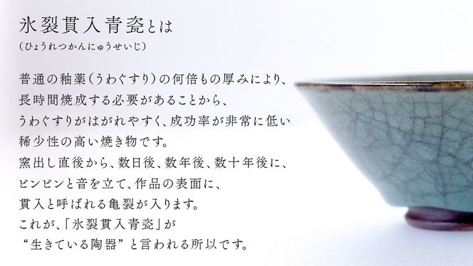 【氷裂貫入青瓷】抹茶茶碗 （小野寺裕司 作） 径13.3cm×高さ6.0cm ｜ 茶碗 湯飲み 夫婦湯飲み 陶器 陶芸 お茶 食器 [EW52-NT]