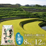 【定期便】淡路島の棚田米 ８kg×１２回（毎月発送）　白米