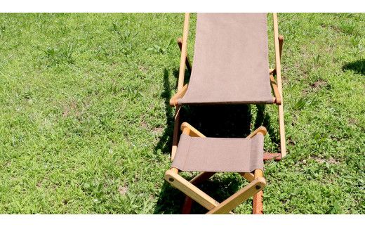 《 受注生産 》 布製 デッキ チェア 1脚 （ ブラウン ） 【 フットレスト付き 】 インテリア アウトドア キャンプ テラス 庭 家具 日用品 椅子 イス リクライニング 折りたたみ コンパクト 収納 [DP012us]