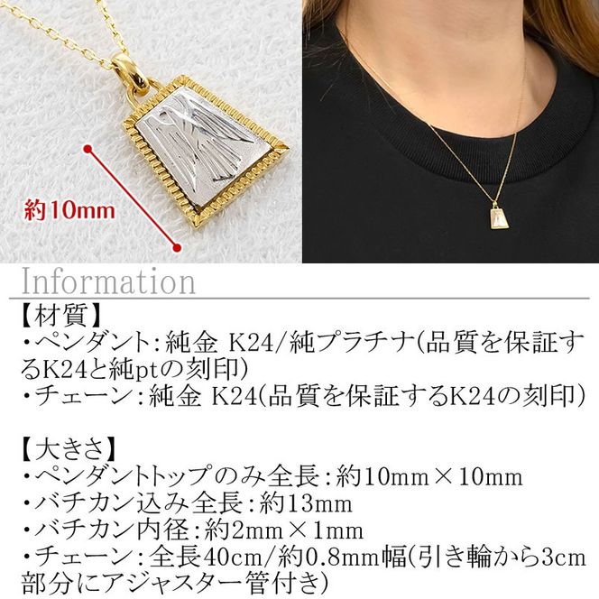 純金 純プラチナ ネックレス レディース イーグル 24k ペンダントトップ ゴールド pt999 プラチナ チェーン K24 金属アレルギー 対応 レリーフ柄 地金 ジュエリー シンプル 人気 普段 使い 250601mro201nc SWAA352