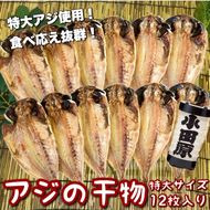 104-3096 鯵の干物 特大サイズ 12枚セット