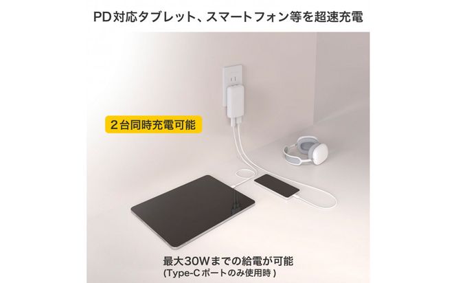 フラットUSBアダプターPD30W　UC-23B(W) 272183_AZ206