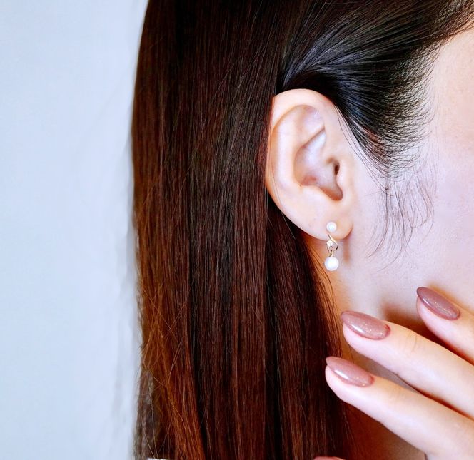 K10YG(10金) イエローゴールド パール ピアス 揺れる 保証書付 2066 242-051-e