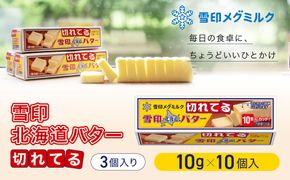 切れてる 雪印 北海道 バター（10g×10個入）×3個【 乳製品 バター 雪印 朝食 ギフト　料理用 キャンプ 標茶町 北海道 】 016641_AX003