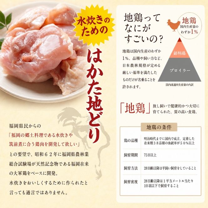 水炊き セット 3～4人前 福岡 限定！はかた地どり 鶏 肉 とり肉 鳥肉 鶏肉 鍋 なべ スープ付き ポン酢 コラーゲン 地鶏 冷凍 贈答品 送料無料 配送不可：離島