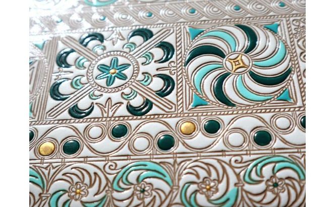 【文庫屋大関】パーソナルホルダー　錦紗＜緑＞【皮革工芸品】 民芸品 雑貨 日用品 牛革 イスラム文様 ギリシャ文様 