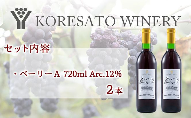 是里 ワイン 果実酒 ベーリーA 720ml  2本 岡山 赤磐市 お酒