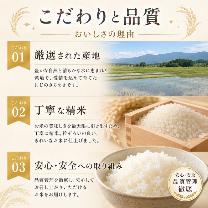 にじのきらめき 定期便 5回/10kg（5kg×2袋） 令和8年産 新米 ブランド米 白米 精米 【小分け】 宮城県大河原町産