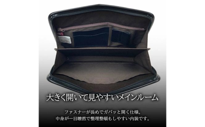 パンチング三角ポーチ大 黒 25963-01 / 平野鞄 ポーチ セカンドバッグ カード入れ ペン差し A5ファイル収納対応 出し入れしやすい ループハンドル フォーマル シンプル デザイン 高級 豊岡製鞄 日本製 かばん カバン バッグ 鞄