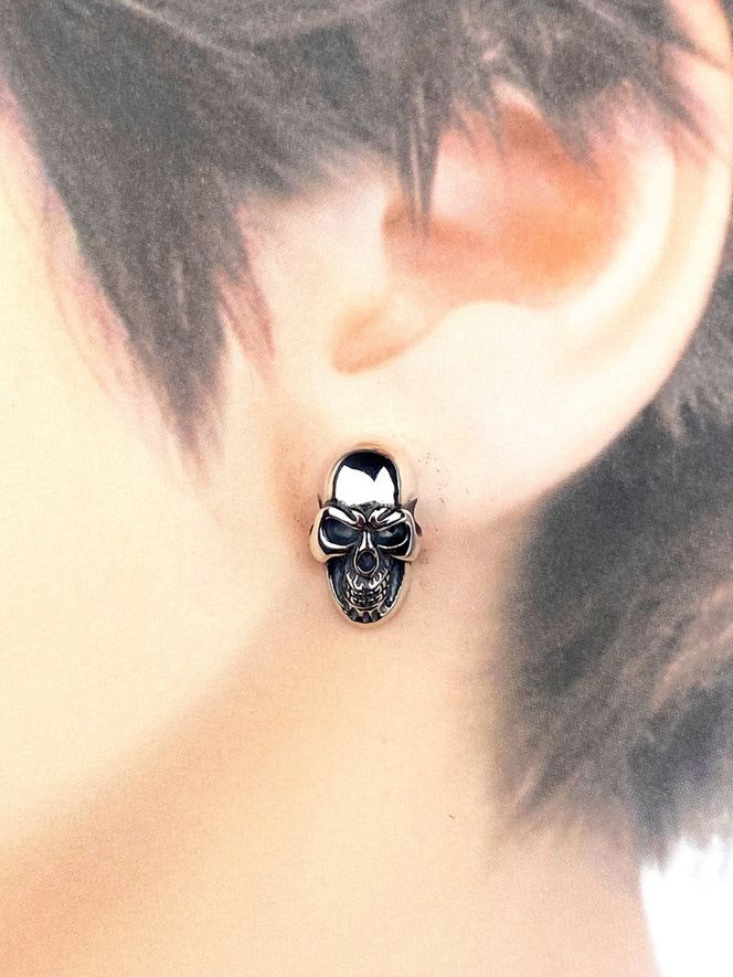 medium standard skull pierce スカル ピアス ｜ シルバー アクセサリー 髑髏 モチーフ 925 ハンドメイド ジュエリー アクセ ファッション 人気 シンプル ギフト プレゼント 年末年始 お中元 お歳暮 内祝い 快気祝い