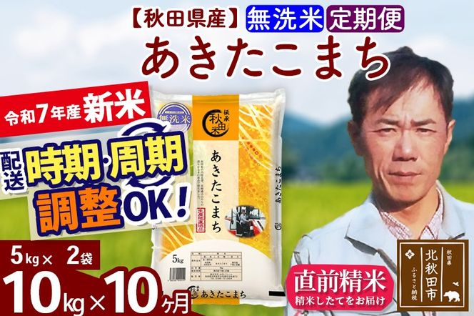 ※令和7年産 新米※《定期便10ヶ月》秋田県産 あきたこまち 10kg【無洗米】(5kg小分け袋) 2025年産 お届け時期選べる お届け周期調整可能 隔月に調整OK お米 みそらファーム|msrf-32110