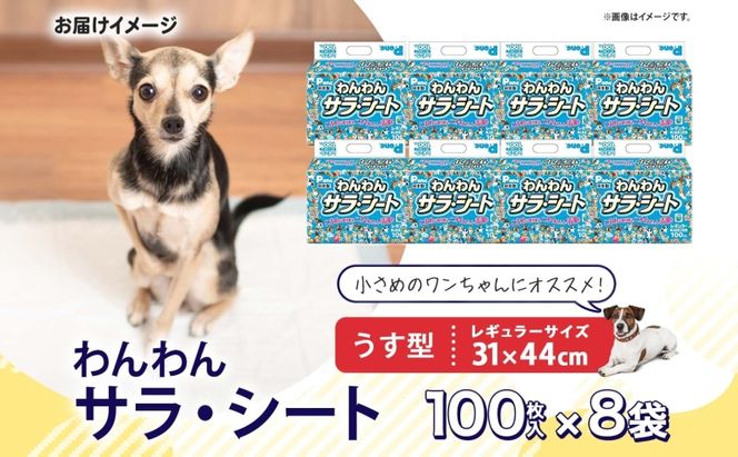 わんわんサラ・シートレギュラー 100枚×8個 ペットシーツ ペットシート リサイクル エコ 経済的 サラサラ トイレシート トイレシーツ ペット イヌ いぬ 犬 ワンちゃん わんちゃん 室内犬 多頭飼 シート シーツ 送料無料 お取り寄せ 岐阜県 美濃市