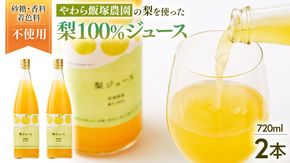 地元農家が作る つくばみらい市産 梨 を使った ジュース 720ml 2本セット 果汁100％ 梨ジュース 朝食飲み物 飲料 果実飲料 フルーツ 果物 ドリンク やわら飯塚農園 [CZ11-NT]