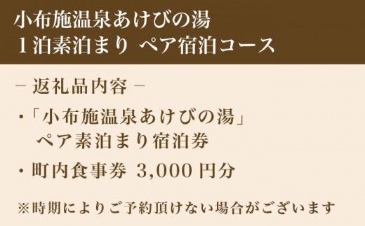  小布施温泉あけびの湯1泊素泊まりペア宿泊券 食事券付 ［小布施温泉あけびの湯］ 宿泊 旅行 チケット 宿泊券 国内旅行 観光 長野県 体験型 信州 小布施 食事券 1泊2日 温泉宿  ［T-81］