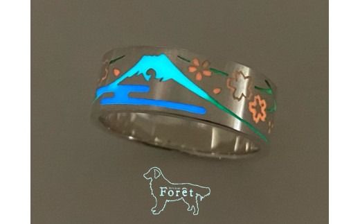 【ハンドメイドアクセサリー】和柄リング(富士)蓄光バージョン リング 指輪 シルバー アクセサリー ハンドメイド 山梨 富士吉田