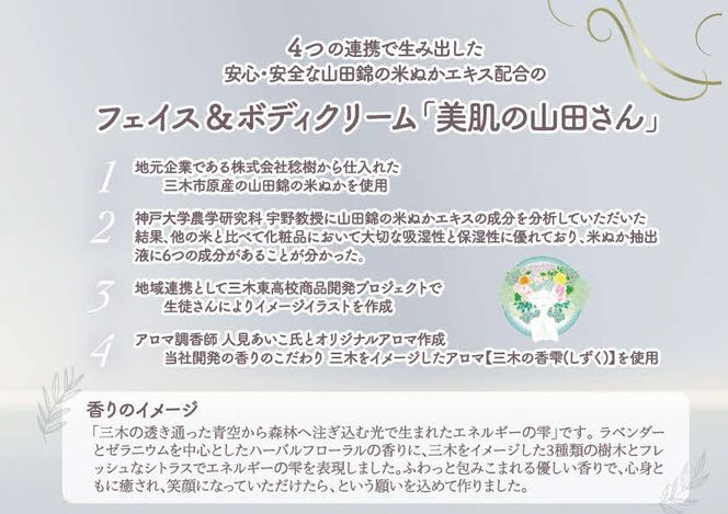 新商品の山田錦米ぬかエキス配合のフェイス＆ボディ健美クリーム「美肌の山田さん」1本