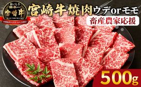 【期間限定】＜宮崎牛 赤身焼肉 1パック（500g）＞2026年1月に順次出荷 【 国産 黒毛和牛 牛肉 牛 精肉 カット肉 BBQ ウデ肉 モモ肉 4等級以上 ブランド牛 赤身 旨味 贈答品 ギフト 贈り物 プレゼント 化粧箱 グルメ ミヤチク 宮崎県 国富町 】【b0990_my_ouen_jan_x2】