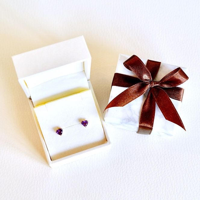 K18 18金 アメシスト ハートシェイプ ピアス 5mm 一粒石 保証書付 KO-0062 SWAD094