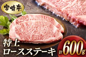 牛肉 ステーキ 宮崎牛 特上 ロースステーキ 300g ×2枚 計 600g[アグリ産業匠泰 宮崎県 美郷町 31be0028] 冷凍 小分け 肉 A4 A5 黒毛和牛 焼肉 焼き肉 BBQ バーベキュー 霜降り