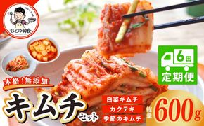 G3999 【定期便】韓国人が作る！無添加・砂糖不使用のキムチセット500g＆お試し季節のキムチ100g 全6回【本場 韓国 きむち 人気 無添加 韓国料理 惣菜】